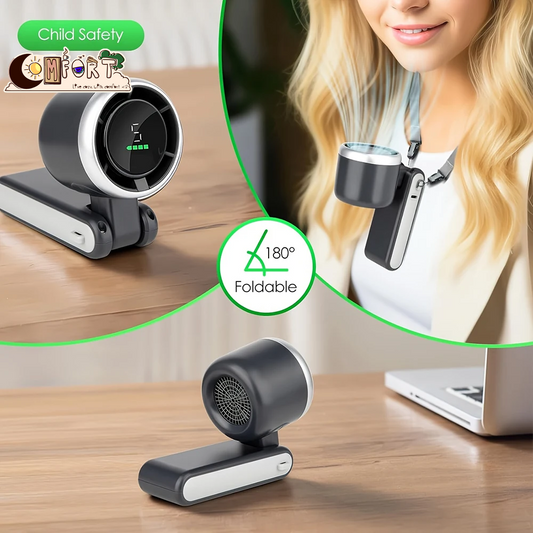 Portable 3-In-1 Turbo Handheld Fan, 5 High-Speed Settings, 3600Mah Power, Digital Screen, Foldable Usb/Type-C Charge