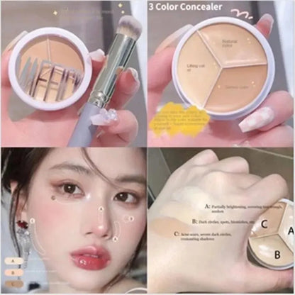 3-Color Concealer Palette | Full Coverage for Dark Circles, Blemishes & Scars