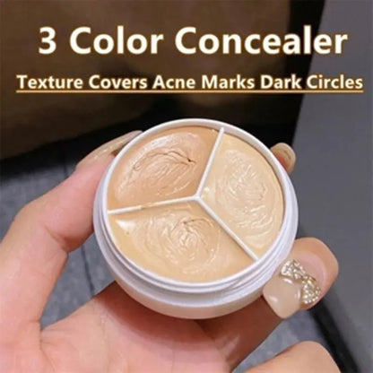 3-Color Concealer Palette | Full Coverage for Dark Circles, Blemishes & Scars