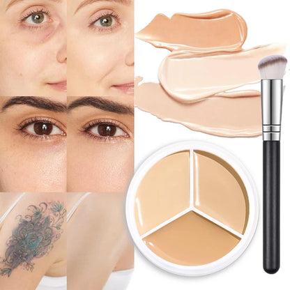 3-Color Concealer Palette | Full Coverage for Dark Circles, Blemishes & Scars