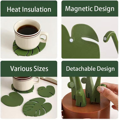 Monstera Tropical Coaster Set of 4 – Magnetic, 3D Leaf Design, Non-Slip – Coasters from Comfy Lifestyle