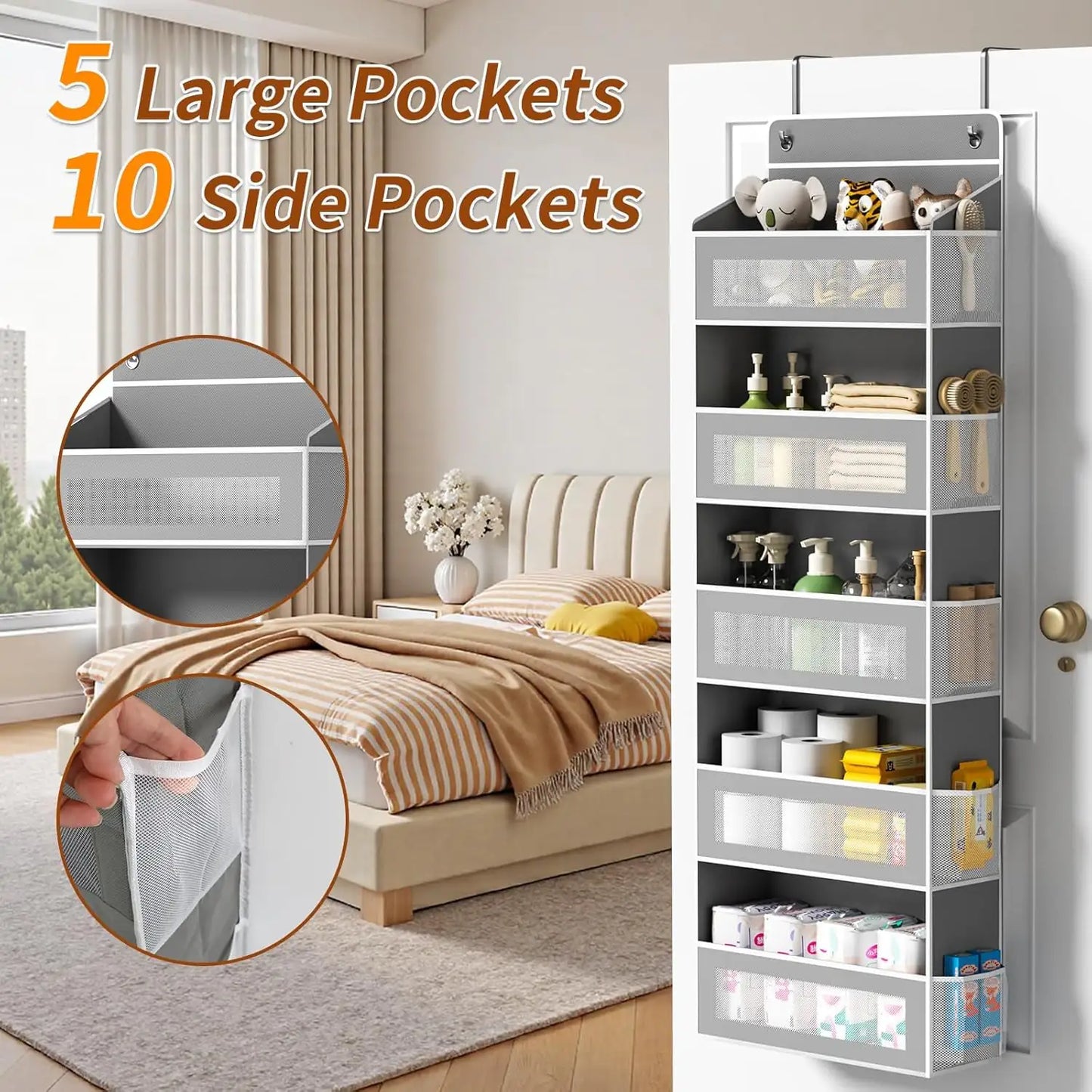 5-Tier Over Door Storage Organizer – 15 Pockets, Holds Up to 44 lbs – Household Storage Caddies from Comfy Lifestyle