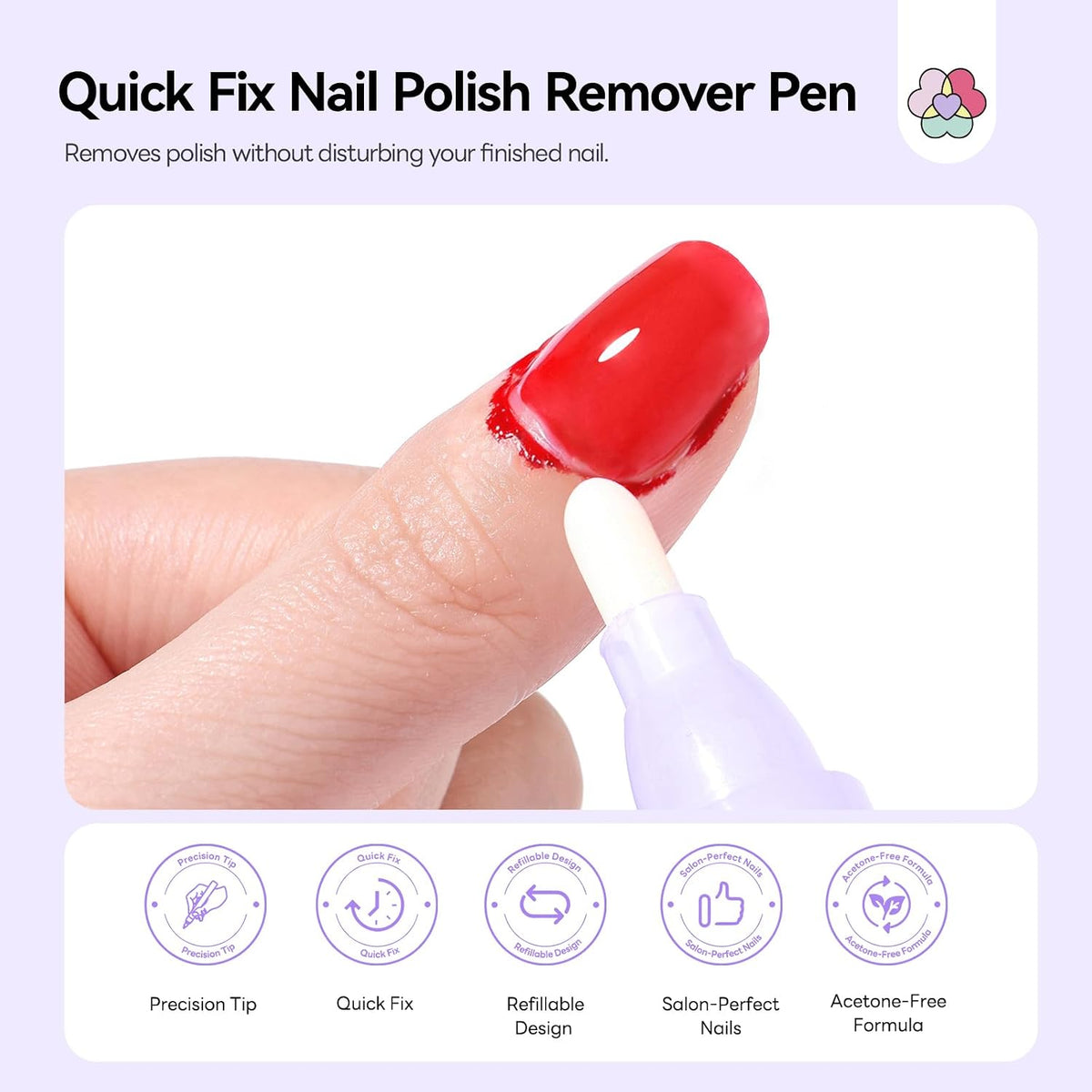 SAVILAND Nail Polish Remover Pen Refillable Acetone-Free 3 Tapered Tips