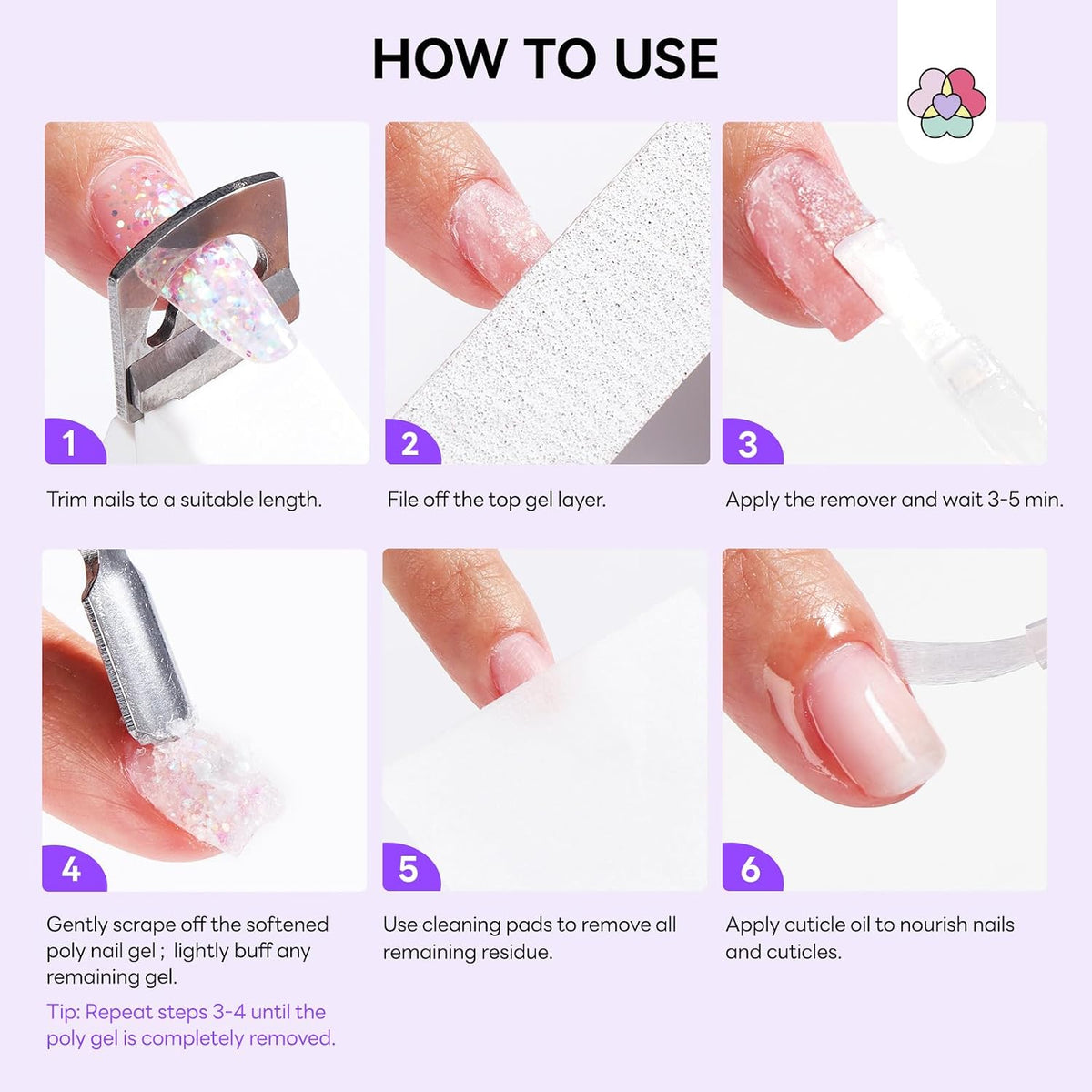 SAVILAND Poly Gel Nail Remover Kit: 2PCS Fast Gel Remover for Nails