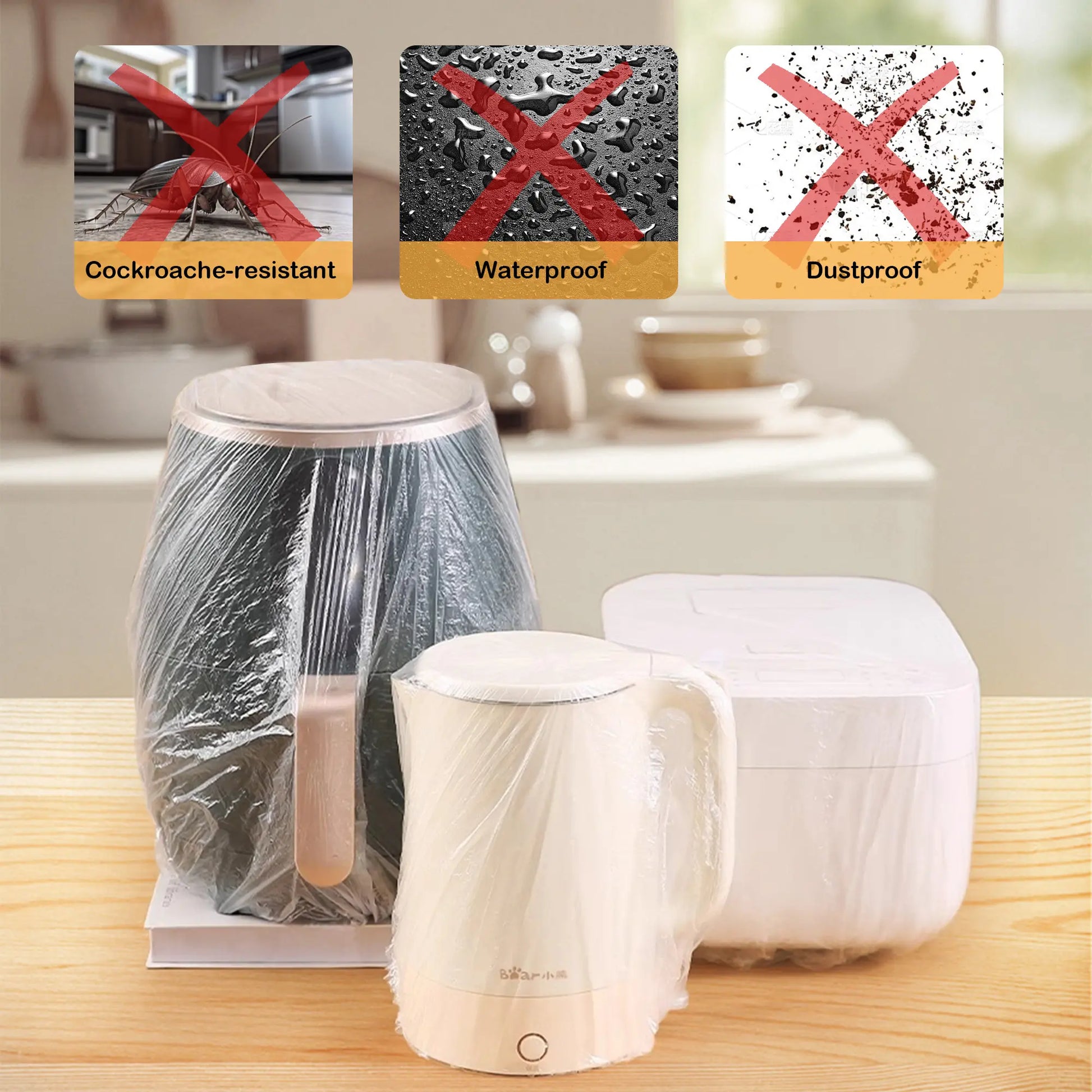 Clear Disposable Appliance Covers Set (30) – Dust & Smoke Protection – Household Appliance Accessories from Comfy Lifestyle