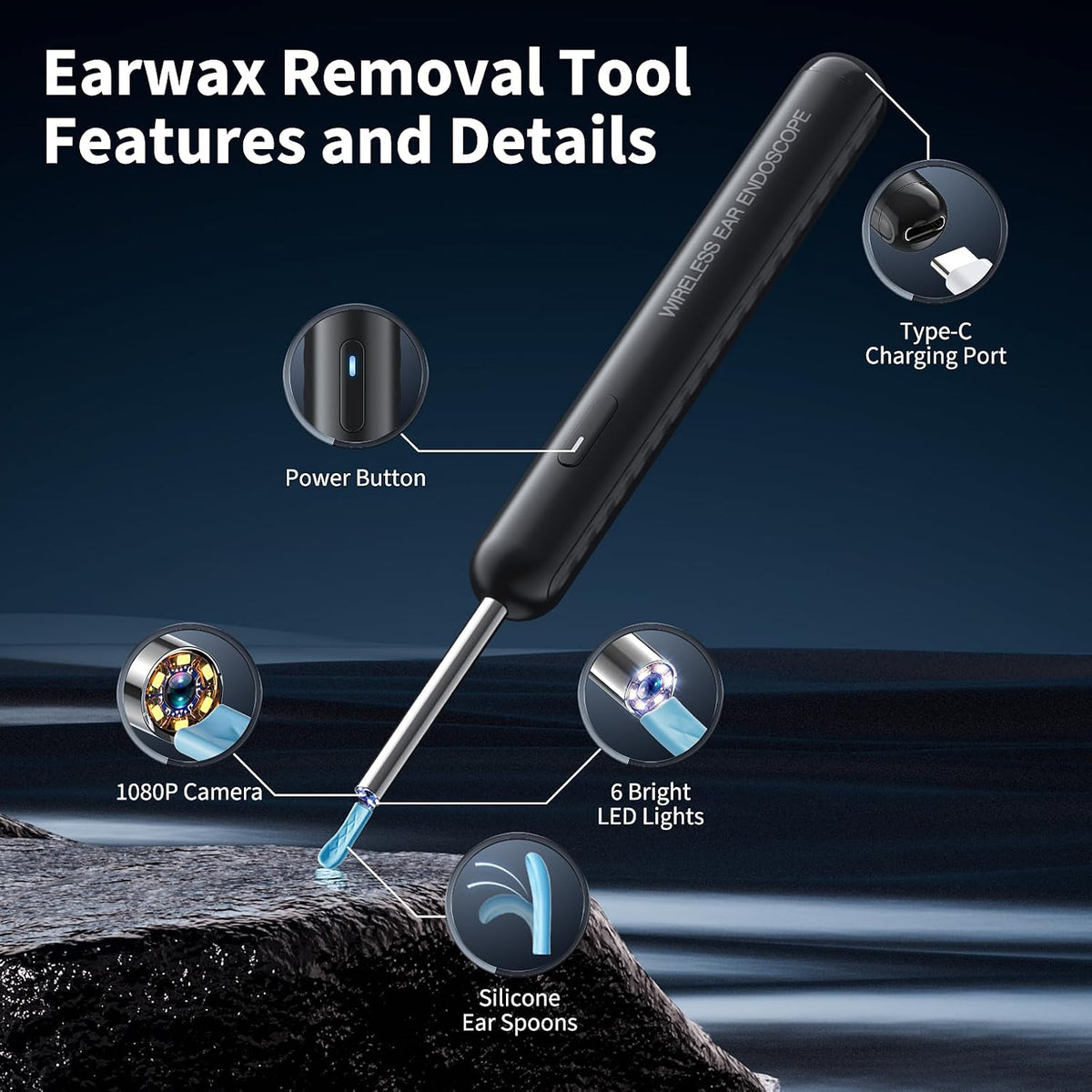 Ear Wax Removal Tool, HD Ear Cleaner Otoscope Camera with Light