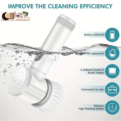 Electric Scrubbing Brush – Rechargeable Power Cleaner with 5 Brushes – from Comfy Lifestyle