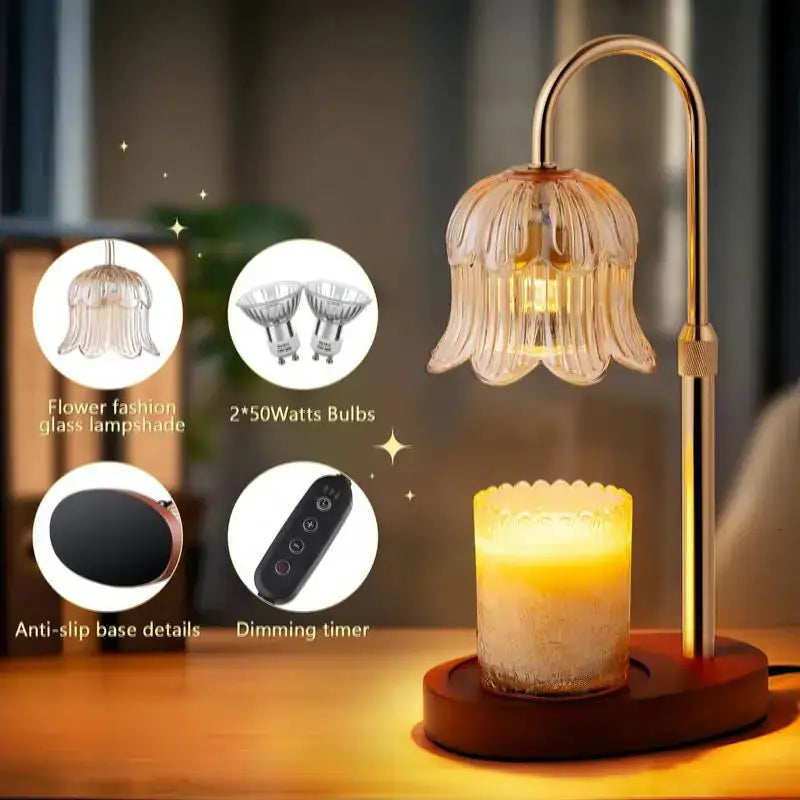 Flower-Shaped Candle Warmer Lamp with Timer - Home Decor & Aromatherapy – Candle & Oil Warmers from Comfy Lifestyle