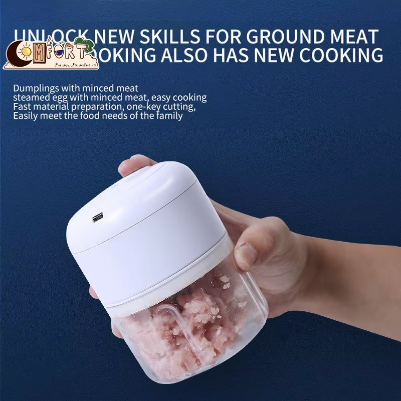 Mini Electric Food Chopper & Processor – Multifunction, USB Rechargeable Garlic, Vegetable & Meat Processor – from Comfy Lifestyle