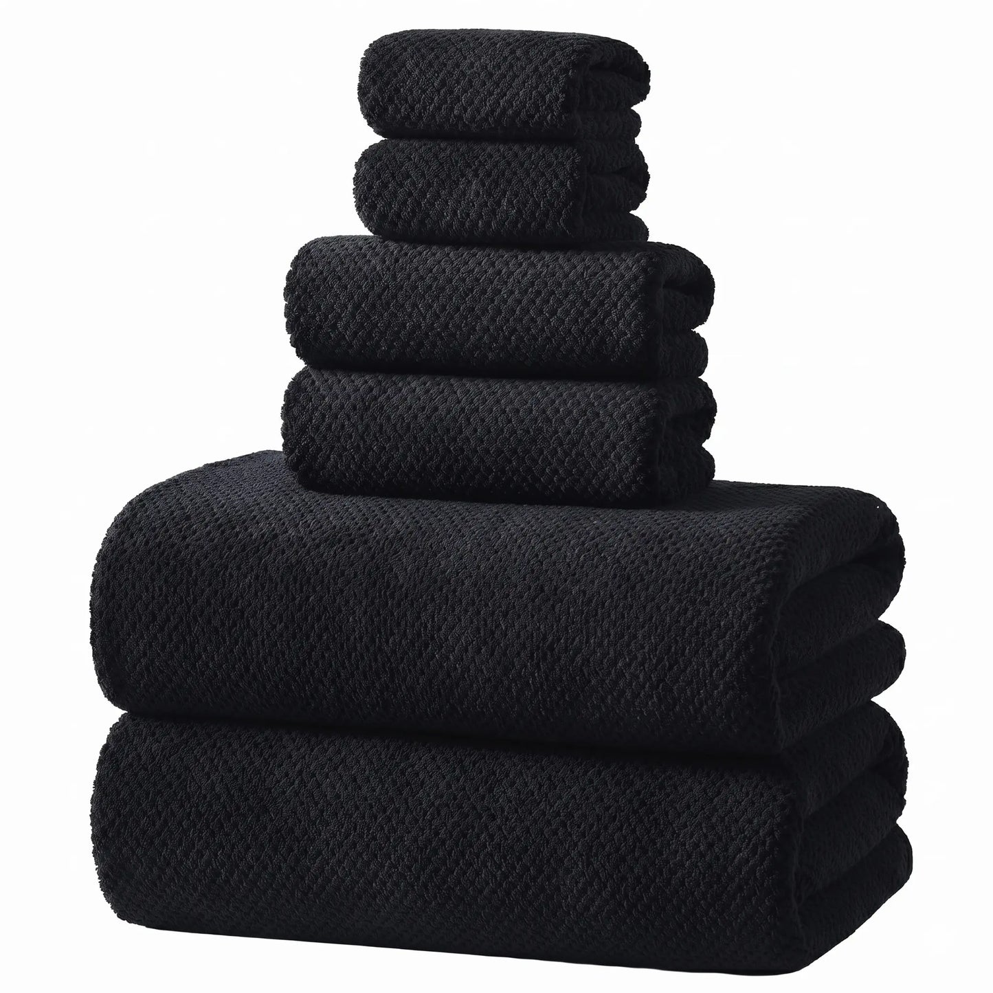 REDKISS 6-Piece Black Towel Set – Ultra-Soft Microfiber, Quick-Dry, Lint-Free – Bath Towels & Washcloths from Comfy Lifestyle