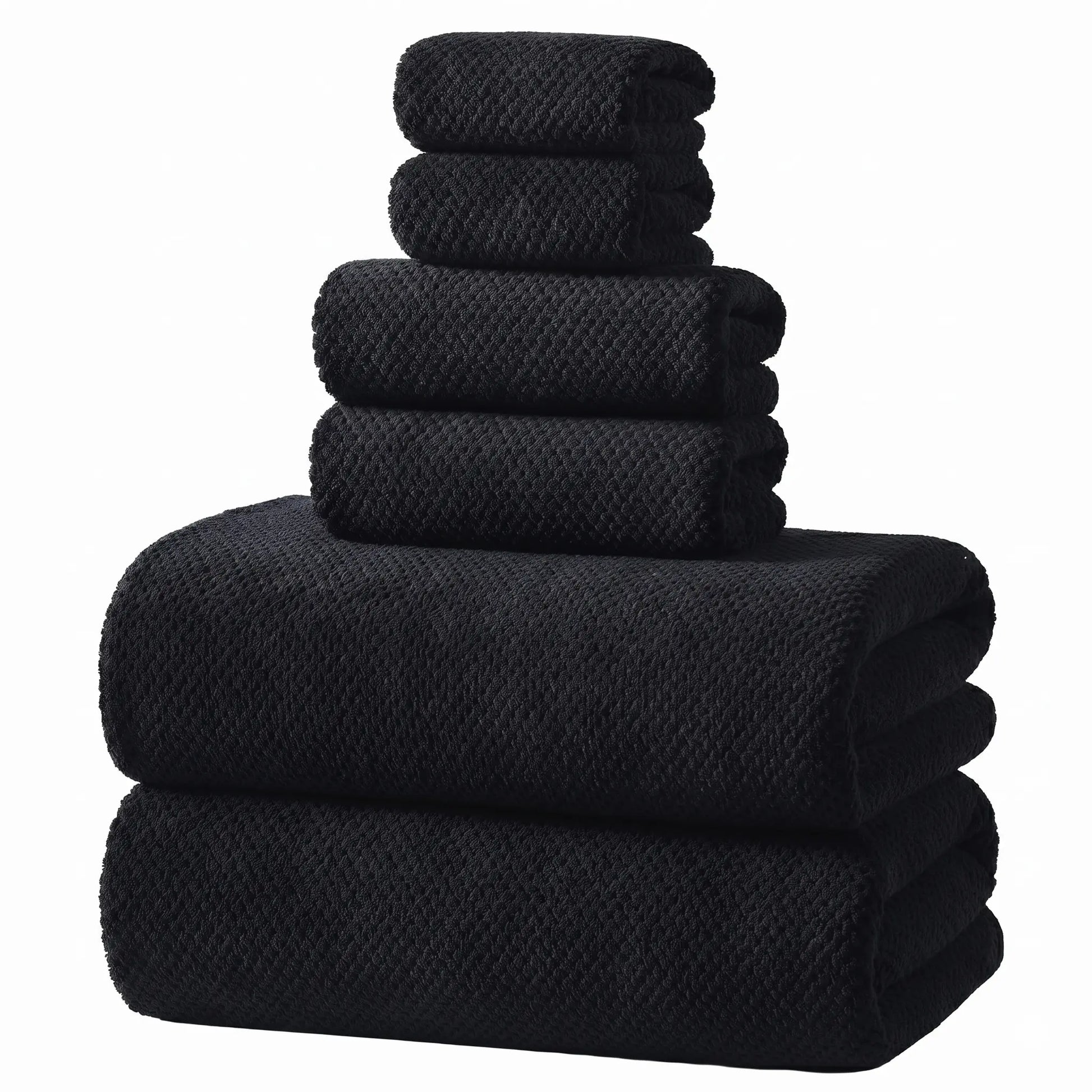 REDKISS 6-Piece Black Towel Set – Ultra-Soft Microfiber, Quick-Dry, Lint-Free – Bath Towels & Washcloths from Comfy Lifestyle
