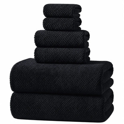 REDKISS 6-Piece Black Towel Set – Ultra-Soft Microfiber, Quick-Dry, Lint-Free – Bath Towels & Washcloths from Comfy Lifestyle