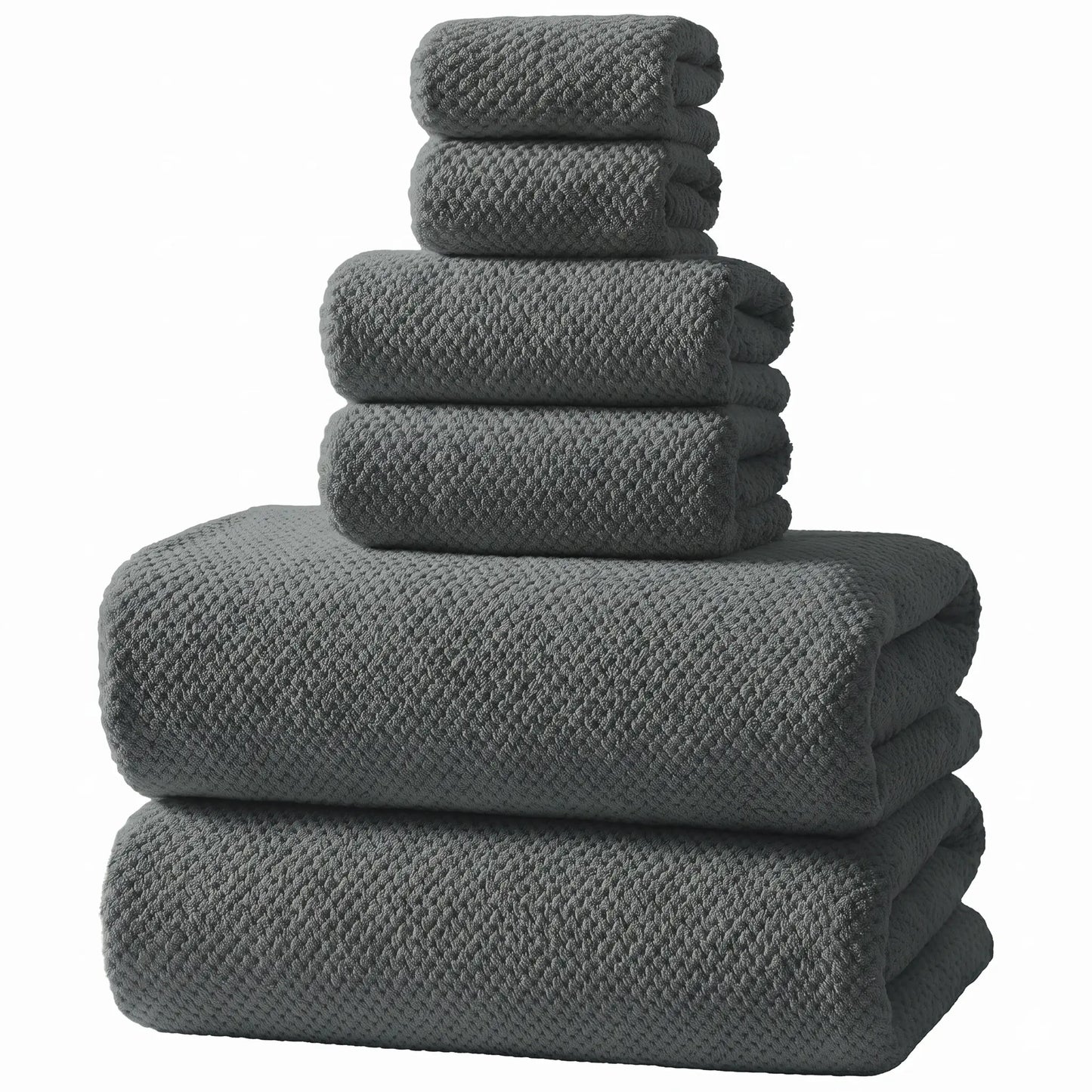 REDKISS 6-Piece Black Towel Set – Ultra-Soft Microfiber, Quick-Dry, Lint-Free – Bath Towels & Washcloths from Comfy Lifestyle
