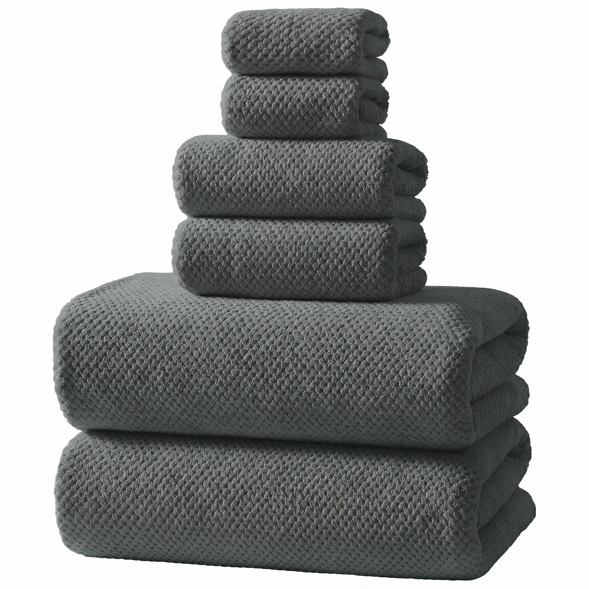 REDKISS 6-Piece Black Towel Set – Ultra-Soft Microfiber, Quick-Dry, Lint-Free – Bath Towels & Washcloths from Comfy Lifestyle