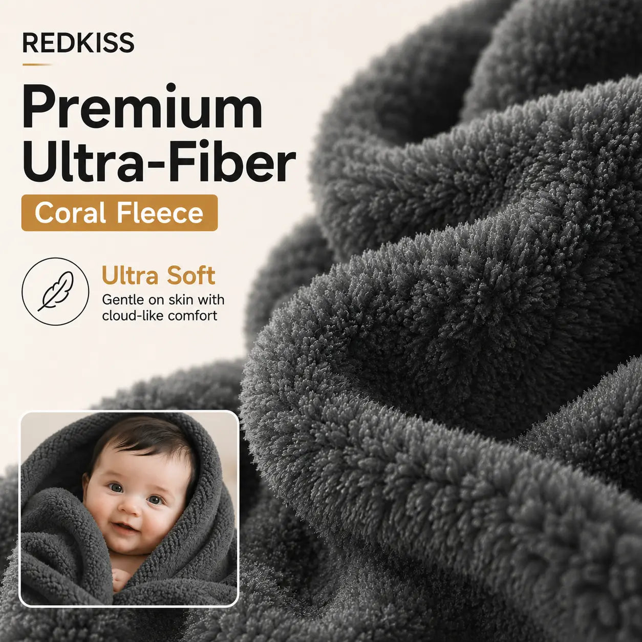 REDKISS 6-Piece Black Towel Set – Ultra-Soft Microfiber, Quick-Dry, Lint-Free – Bath Towels & Washcloths from Comfy Lifestyle