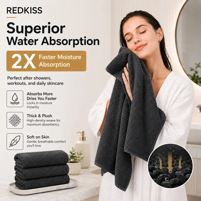REDKISS 6-Piece Black Towel Set – Ultra-Soft Microfiber, Quick-Dry, Lint-Free – Bath Towels & Washcloths from Comfy Lifestyle