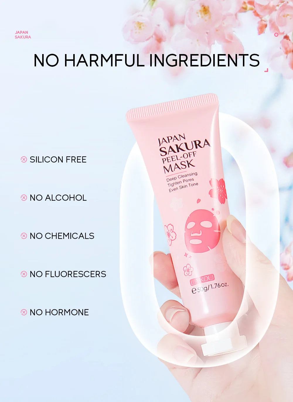 LAIKOU 24K Gold Sakura Peeling Face Mask anti Wrinkle Whitening Blackhead Removal Facial Tear off Mask Skin Care Products