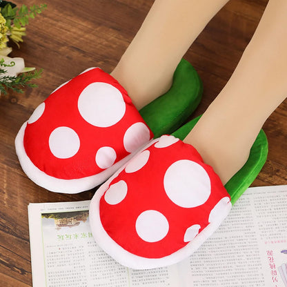 Piranha Plant Slippers with Pipe Pot Holder – Soft Flannel, One Size Fits Most – Slippers from Comfy Lifestyle