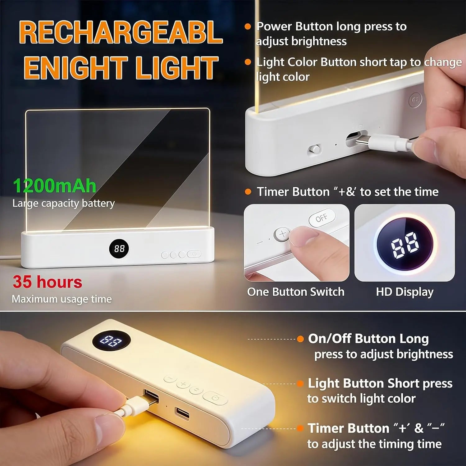Smart LED Reading Light – Rechargeable, Dimmable Book Lamp with Auto-Off Timer – Reading Lamps from Comfy Lifestyle