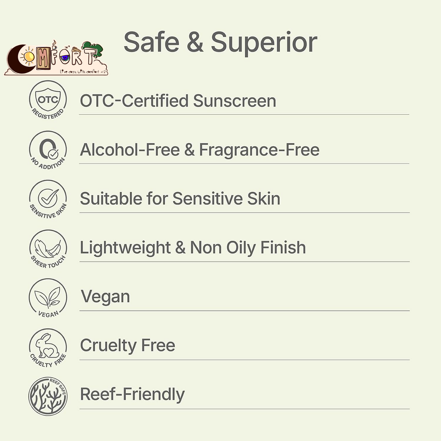 MISTINE Mineral Sunscreen Lotion SPF 50+, 17.88% Zinc Oxide Lightweight Non Oily Finish Korean Sunscreen for Sensitive Skin, Fragrance Free, Non Comedogenic, Reef Safe, Travel Size-1.35 Fl Oz/40Ml