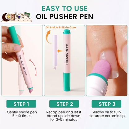 Cuticle Pusher Oil Pen for Nails, 3 in 1 Ceramic Cuticle Remover Care Kits | Nail Care Tool with Nail Clipper, Lavender, Jojoba, Sunflower Oils for Dry Damaged Cuticles, Growth and Strength