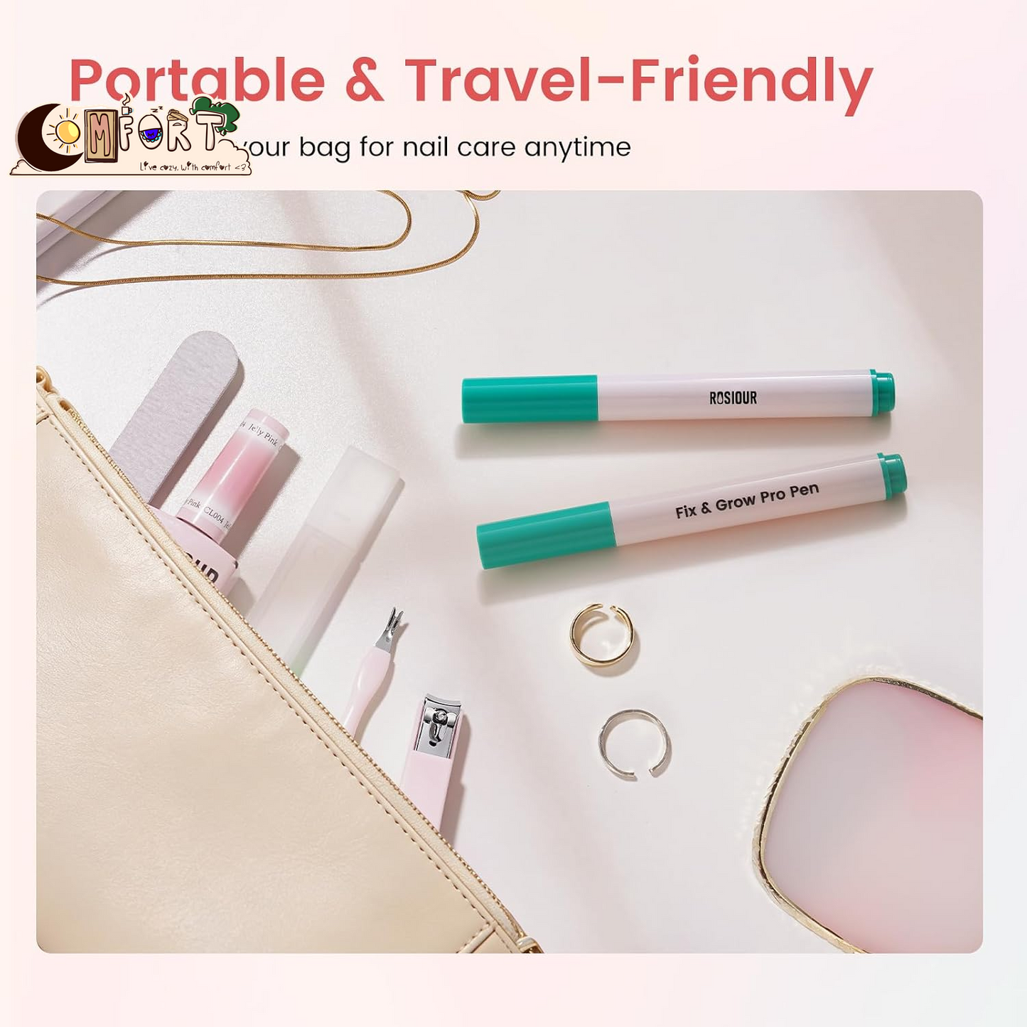 Cuticle Pusher Oil Pen for Nails, 3 in 1 Ceramic Cuticle Remover Care Kits | Nail Care Tool with Nail Clipper, Lavender, Jojoba, Sunflower Oils for Dry Damaged Cuticles, Growth and Strength