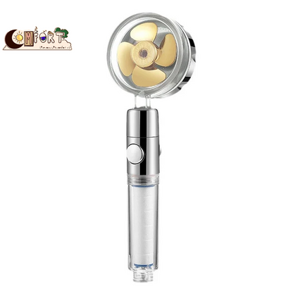 360° Rotating Turbine Fan Handheld Shower Head High Pressure Water Saving Spray Shower Filter Bathroom Accessories