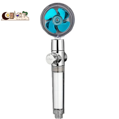 360° Rotating Turbine Fan Handheld Shower Head High Pressure Water Saving Spray Shower Filter Bathroom Accessories