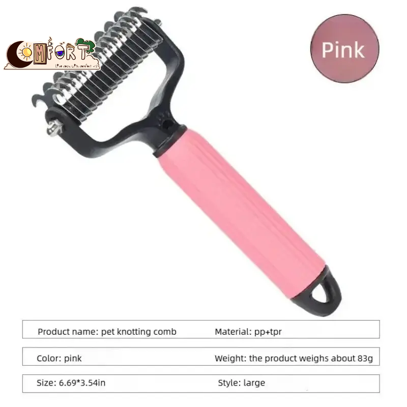 Pet Fur Comb: Universal Dog Detangler Comb, Grooming Brush, Stainless Steel Dual-Sided Design, Efficient Fur Removal, Daily Hair Care Essentials