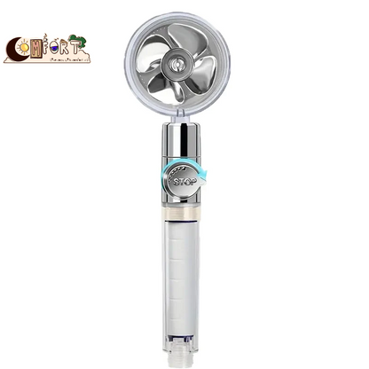 360° Rotating Turbine Fan Handheld Shower Head High Pressure Water Saving Spray Shower Filter Bathroom Accessories