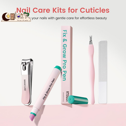Cuticle Pusher Oil Pen for Nails, 3 in 1 Ceramic Cuticle Remover Care Kits | Nail Care Tool with Nail Clipper, Lavender, Jojoba, Sunflower Oils for Dry Damaged Cuticles, Growth and Strength