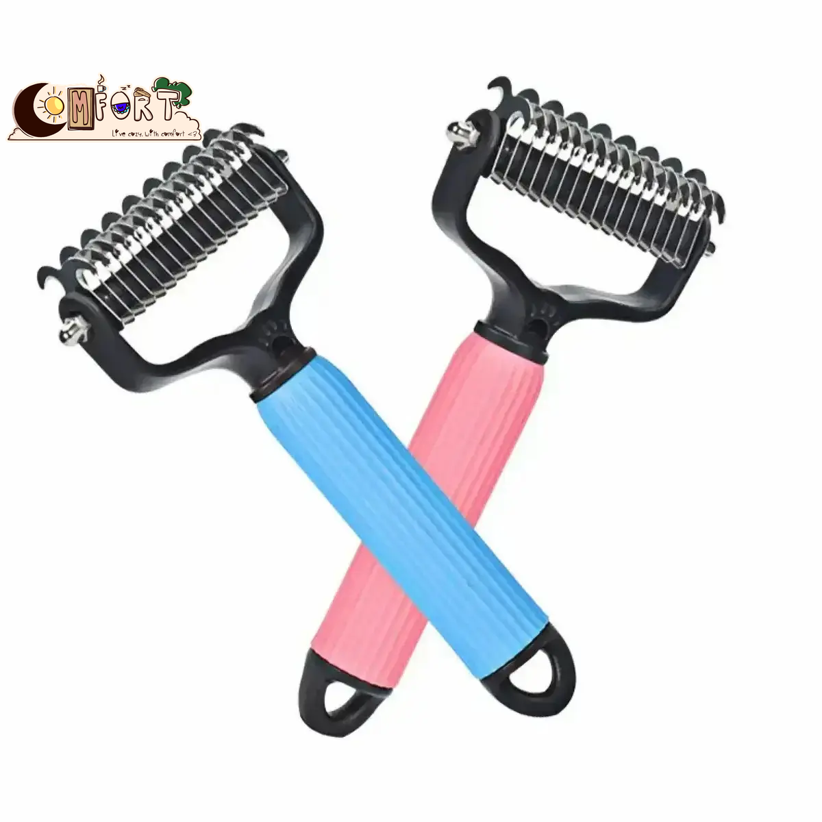 Pet Fur Comb: Universal Dog Detangler Comb, Grooming Brush, Stainless Steel Dual-Sided Design, Efficient Fur Removal, Daily Hair Care Essentials