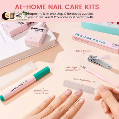 Cuticle Pusher Oil Pen for Nails, 3 in 1 Ceramic Cuticle Remover Care Kits | Nail Care Tool with Nail Clipper, Lavender, Jojoba, Sunflower Oils for Dry Damaged Cuticles, Growth and Strength