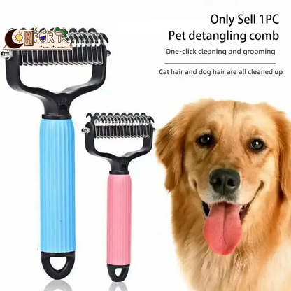 Pet Fur Comb: Universal Dog Detangler Comb, Grooming Brush, Stainless Steel Dual-Sided Design, Efficient Fur Removal, Daily Hair Care Essentials
