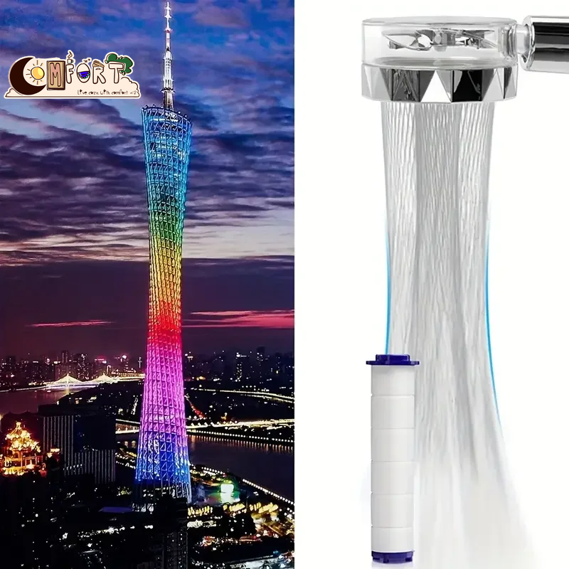 360° Rotating Turbine Fan Handheld Shower Head High Pressure Water Saving Spray Shower Filter Bathroom Accessories