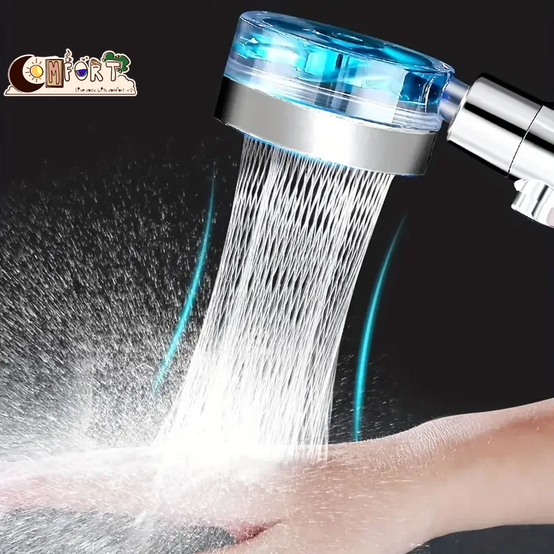 360° Rotating Turbine Fan Handheld Shower Head High Pressure Water Saving Spray Shower Filter Bathroom Accessories